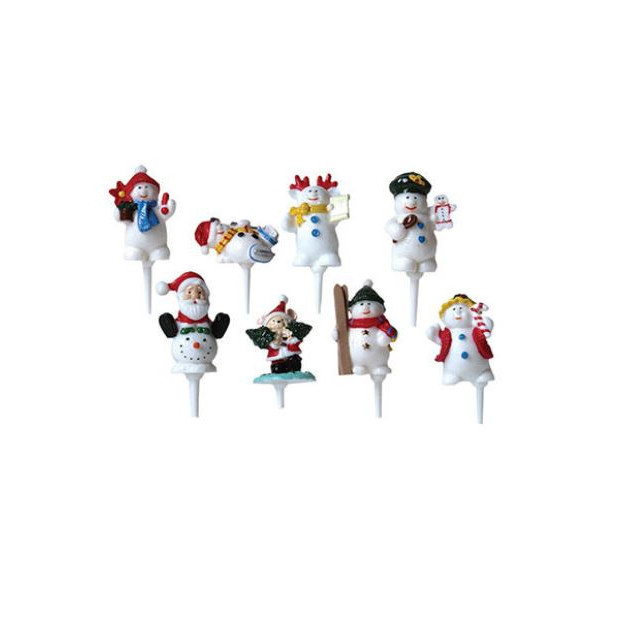 Sujets de Noël sur pique x50 - Décoration bûche de Noël