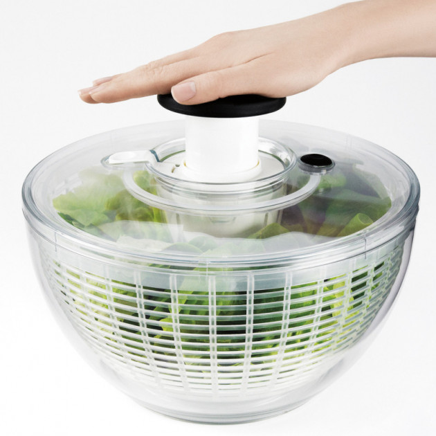 Essoreuse à salade plastique transparent et vert Ø24xH16cm
