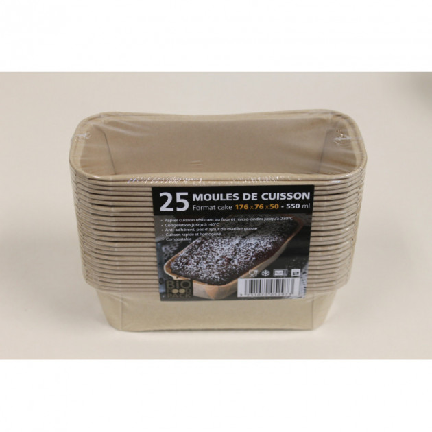 Moule de cuisson papier cake 176 mm - 550 ml Bio Food Pack, vente