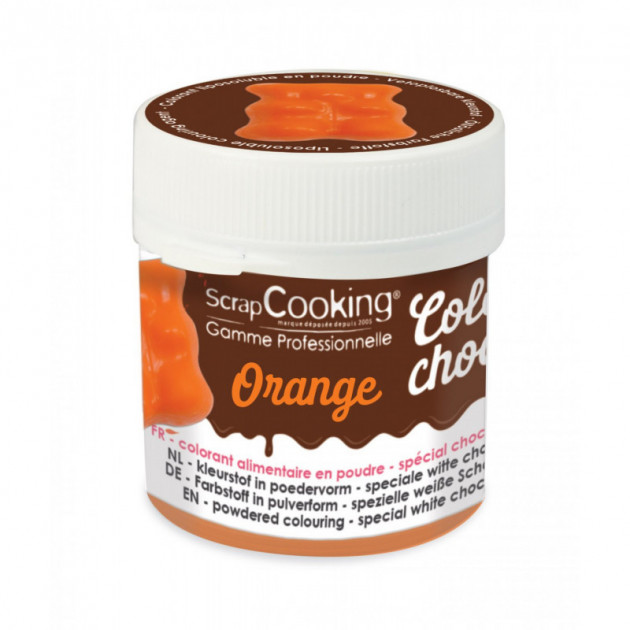 Colorant alimentaire liposoluble Color'choco 5 g orange + Poudre