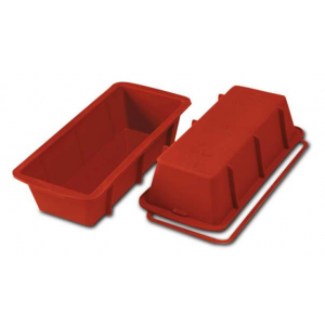 Moule à cake en silicone - L 28.5 x H 6.5 x l 12.2 cm - Différents coloris  - Rouge