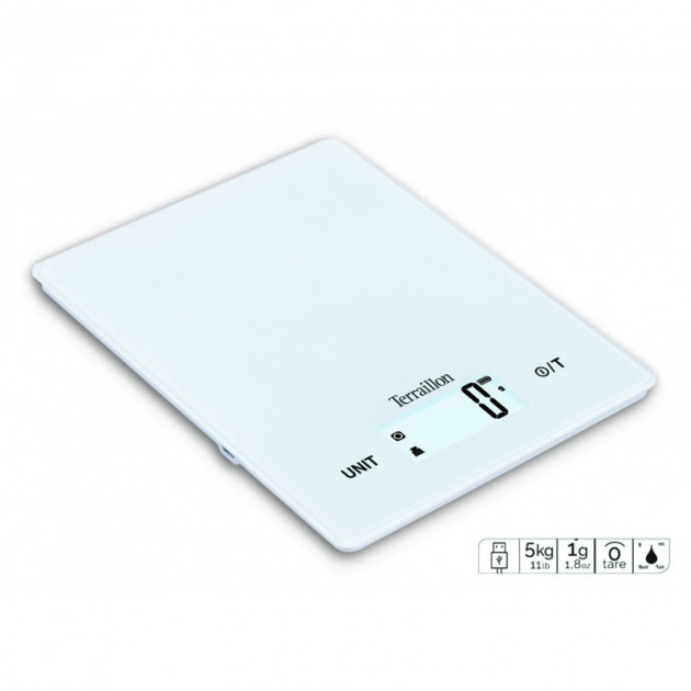 Balance de Cuisine Smart USB Blanc 5kg Terraillon - Cuisine Addict, Achat,  Vente