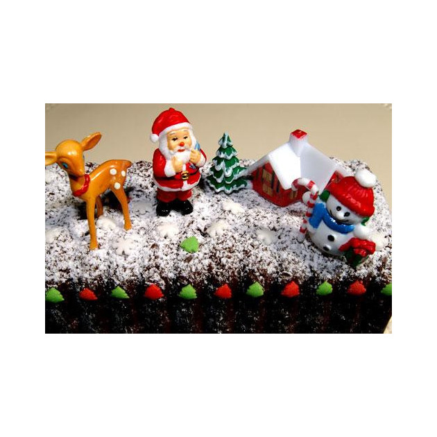 4 Décorations de bûches de Noël Scrapcooking - accessoires pour gâteau.