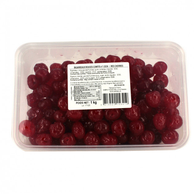Cerises Bigarreaux Confites Rouge 1 kg - Fruits Confits, achat