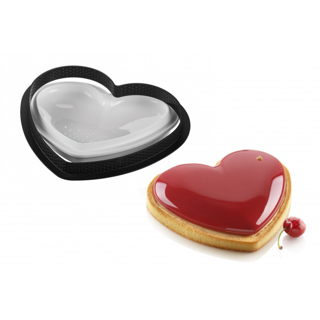 Moule à gâteau en silicone cœur Heartbeat Silikomart 25cm - Planète Gateau