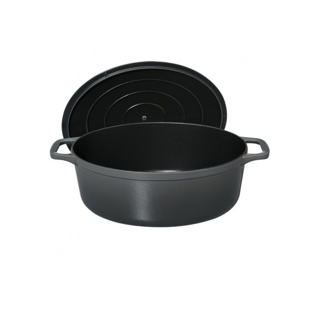 Cocotte en Fonte Ovale 35 cm Caviar Chasseur Cuisineaddict