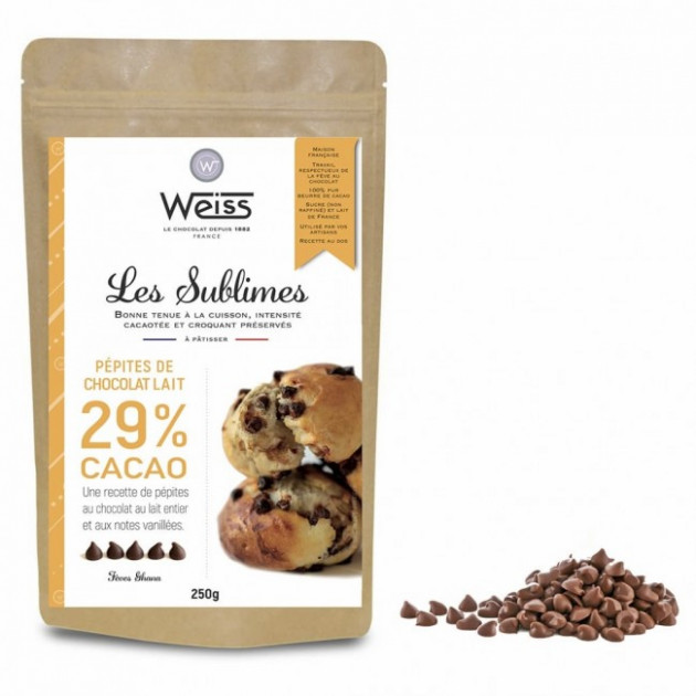 Pépites de chocolat au lait 29% Les Sublimes 250 gr - Weiss
