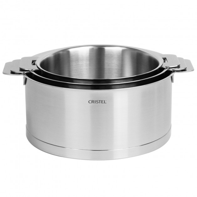 Série de 3 Casseroles + Poignée Strate Amovible Inox Cristel