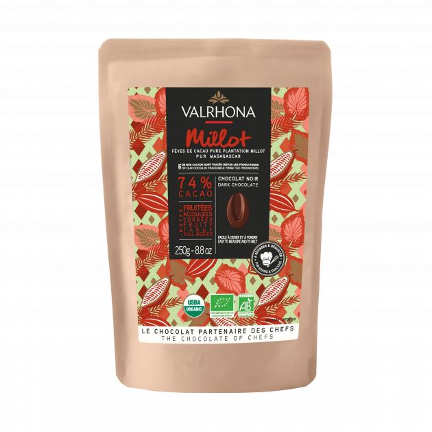 FIN DE SERIE Chocolat de Couverture Noir Millot 74% Bio 250g Valrhona