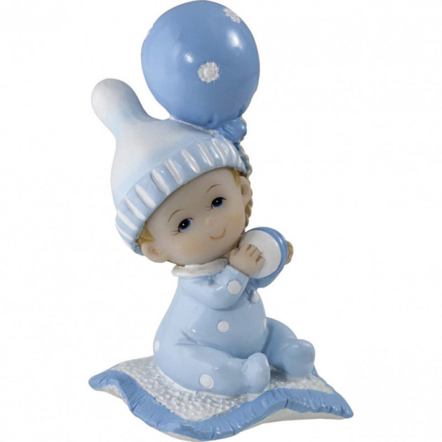 Bébé garçon sur Coussin bleu, dim. 7,6 x 6 cm, figurine en Résine pour Baby  shower, baptême
