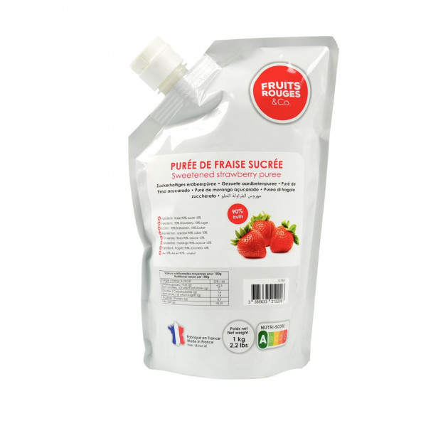 DLUO Courte Purée de Fraise 1kg Fruits Rouges & Co