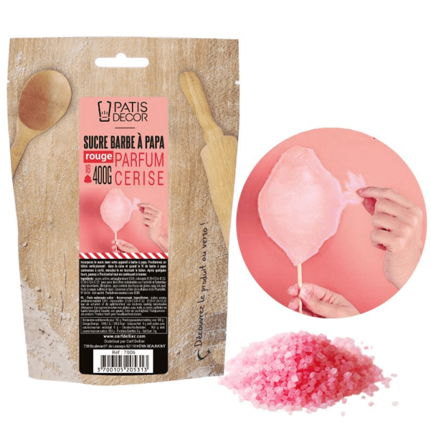 Sucre Barbe à Papa Cerise 400 g Patisdécor