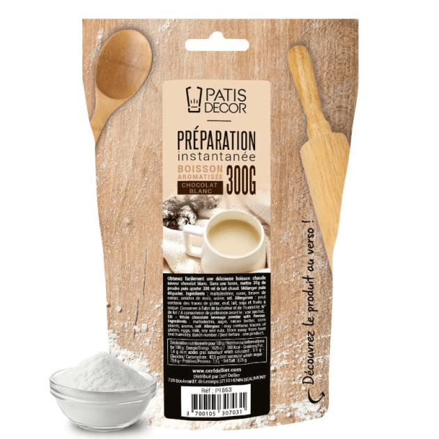 Préparation Instantanée pour Boisson Chocolat Blanc 300 g Patisdécor