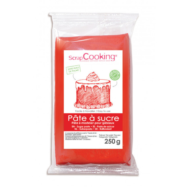 DLUO Courte Pâte à Sucre Rouge 250 g ScrapCooking