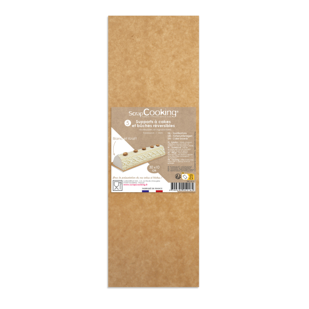 Supports à Gâteaux Kraft et Blanc Rectangle 10 x 30 cm Scrapcooking (x5)