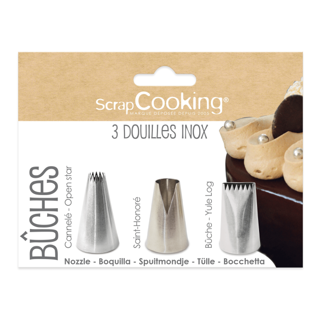 3 Douilles Pâtissières pour Bûches Scrapcooking