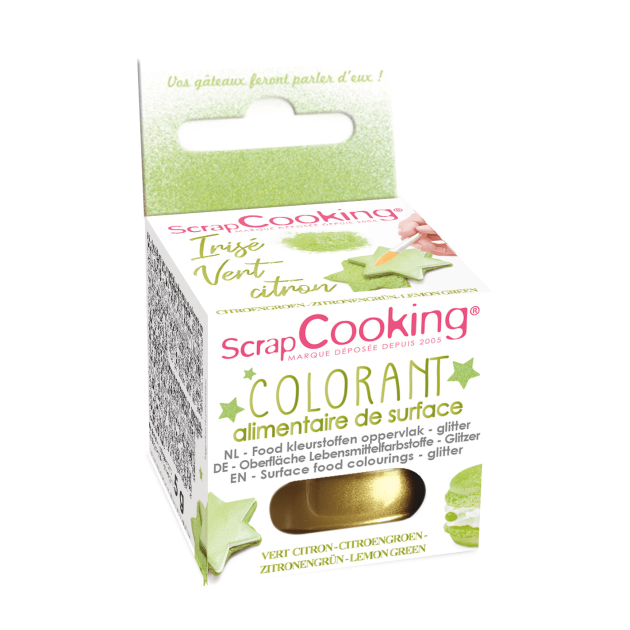 Colorant Alimentaire de Surface Irisé Vert Citron 5 g Scrapcooking