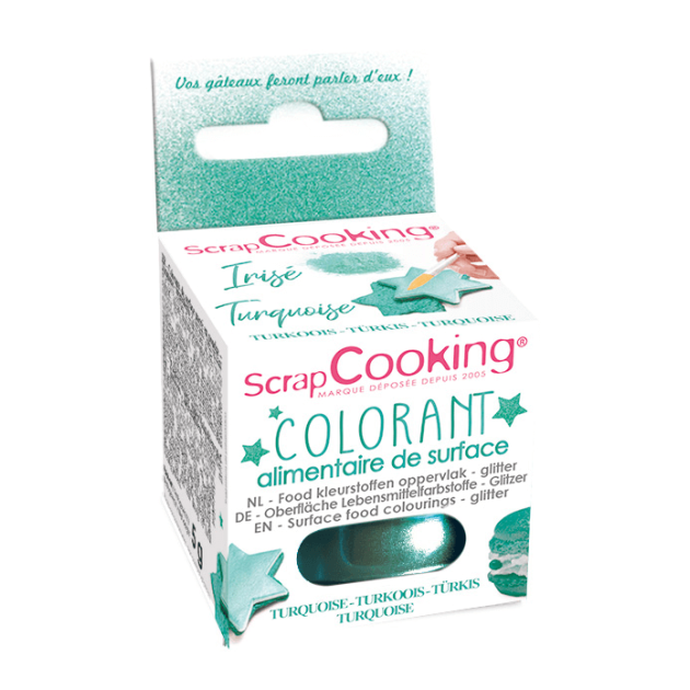 Colorant Alimentaire de Surface Irisé Turquoise 5 g Scrapcooking