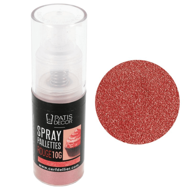 Spray Paillettes Alimentaires Rouge 10 g Patisdécor