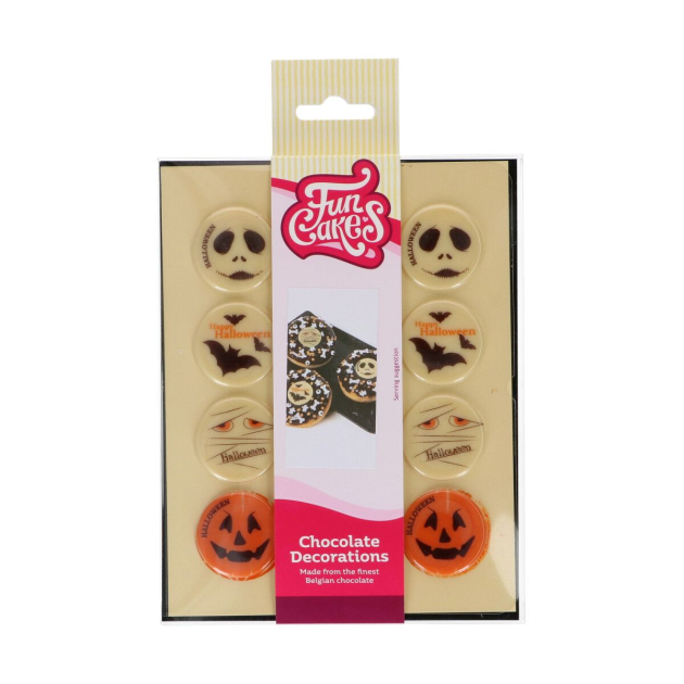 Décors Chocolat Blanc 4 Motifs Halloween Funcakes (x12)