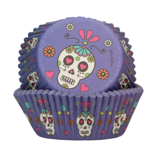 Caissettes Cupcakes Violettes Fête des Morts Funcakes (x48)