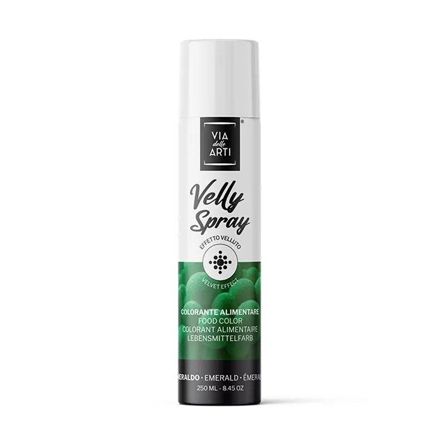 Spray Velours Vert Emeraude 250 ml Colorant Alimentaire Velly Spray Pro