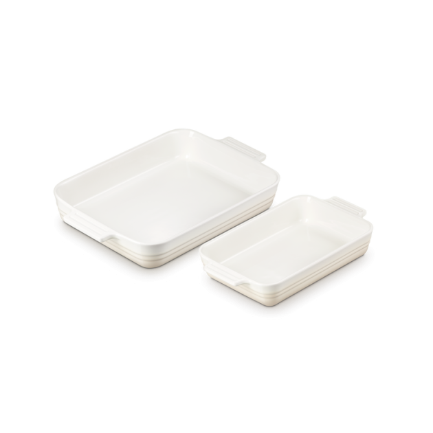 Set 2 Plats Rectangulaires Céramique Meringue Classique Le Creuset