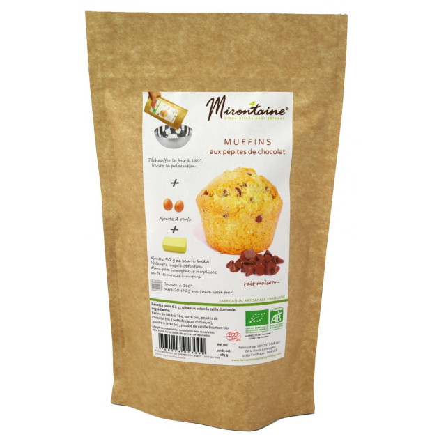 DLUO Courte Muffins BIO aux Pépites de Chocolat 286g Mirontaine