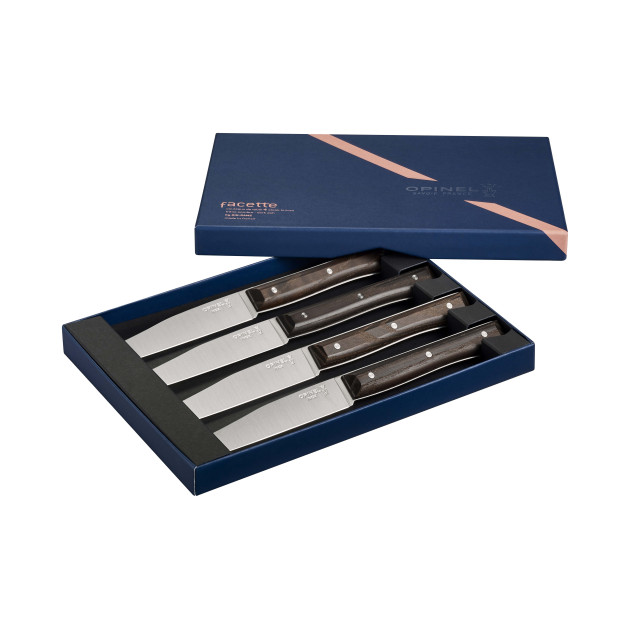 Coffret 4 Couteaux de Table Frêne Sombre Facette Opinel