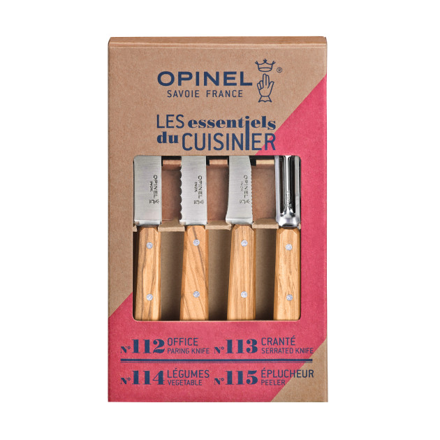 Coffret 3 Couteaux de Cuisine et un Eplucheur Olivier Les Essentiels Opinel