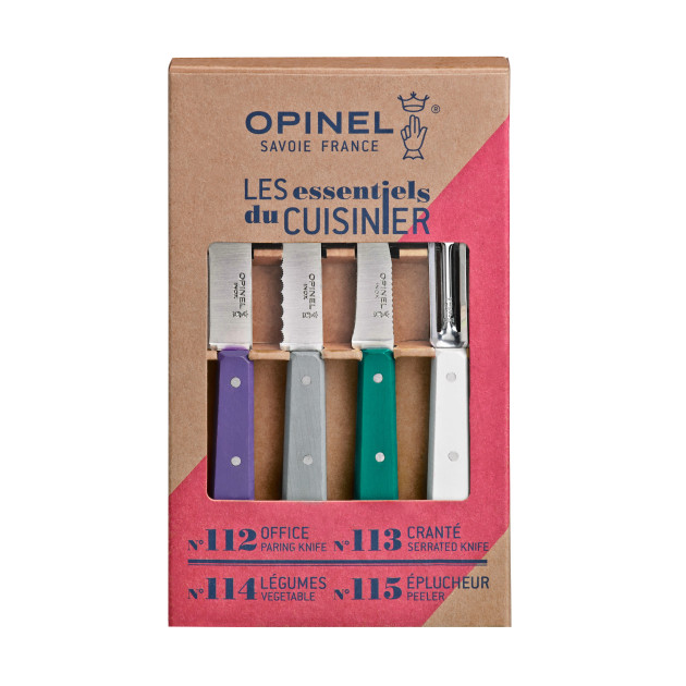 Coffret 3 Couteaux de Cuisine et un Eplucheur Art Déco Les Essentiels Opinel