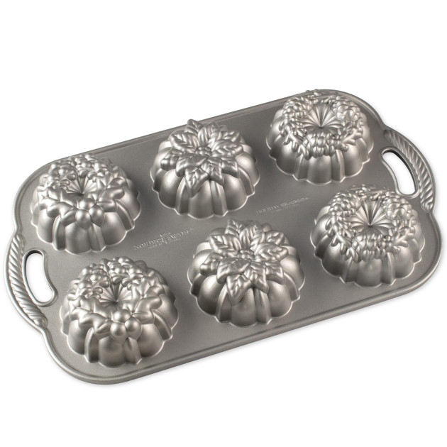 Moule à Gâteaux Couronnes de Noël (x6) Silver Nordic Ware