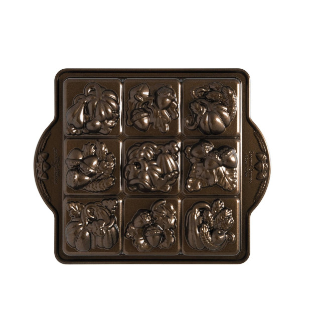 Moule à Gâteaux Carrés d'Automne (x9) Bronze Nordic Ware