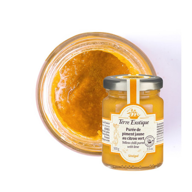 Purée de Piment Jaune au Citron Vert 100 g Terre Exotique