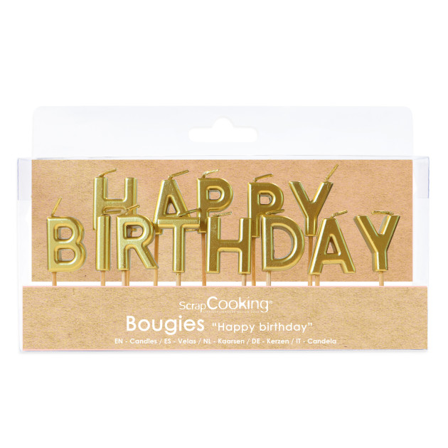 Bougies "Happy Birthday" Dorées Scrapcooking