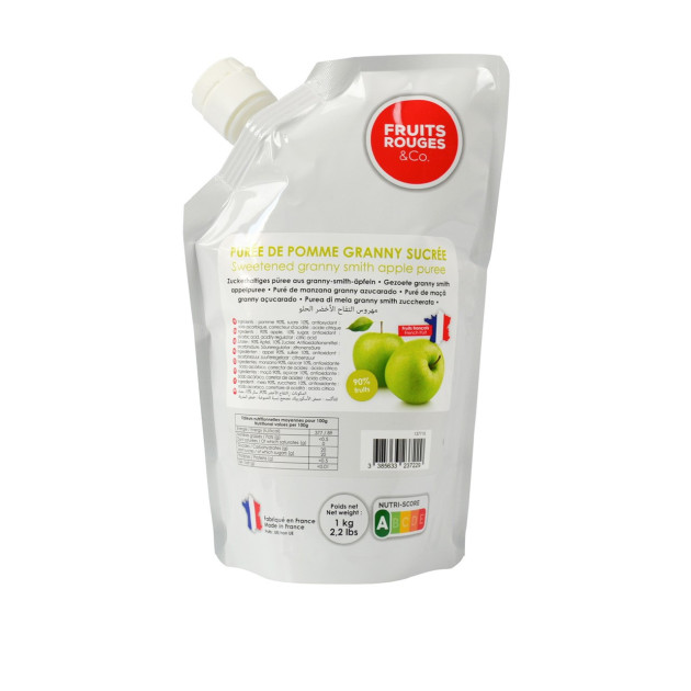 DLUO Dépassée Purée de Pomme Verte Granny Smith 1kg Fruits Rouges & Co