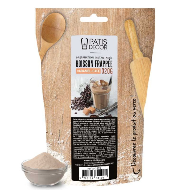 Préparation Instantanée pour Boisson Frappée Caramel Café 320 g Patisdécor