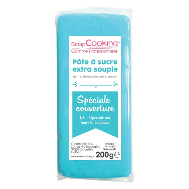 FIN DE SERIE Pâte à Sucre Bleu Spéciale Couverture 200g Scrapcooking