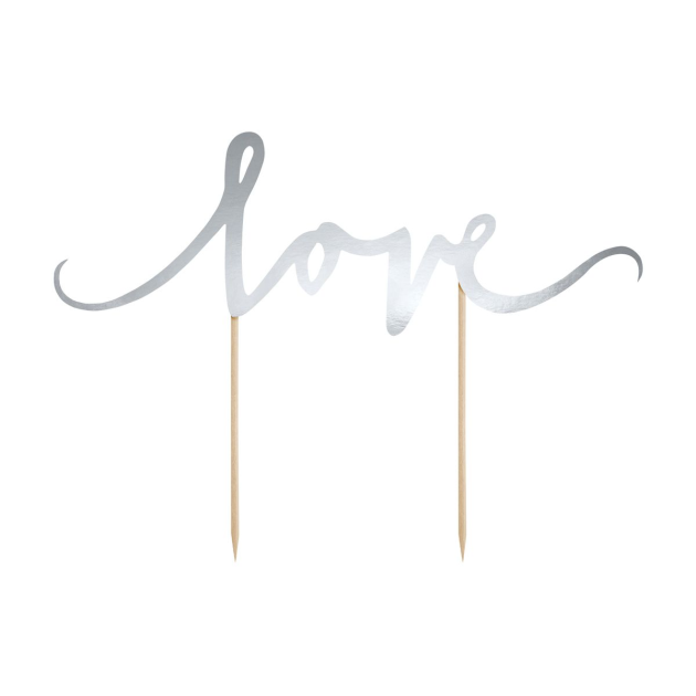 Cake Topper Love Argent PartyDeco