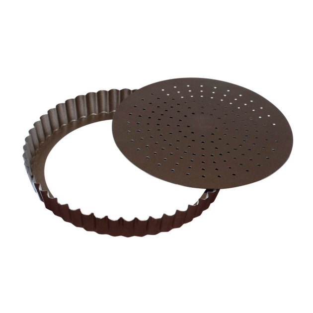 Moule à Tarte Perforé Cannelée Fond Mobile 28 cm Gobel