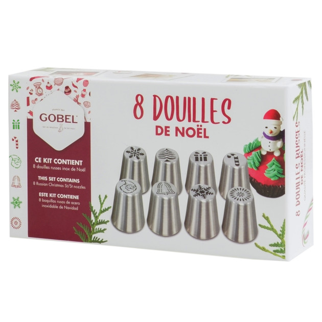 Coffret Douilles Pâtissières Noël en Inox (x8) Gobel