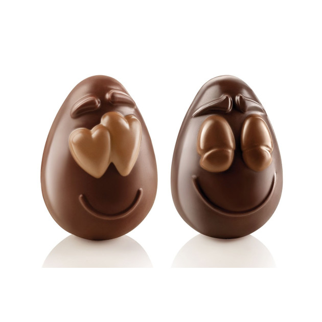 Moule à Chocolat Œufs Souriants 7,7 x 10,8 x H 8,2 cm (x2) Silikomart