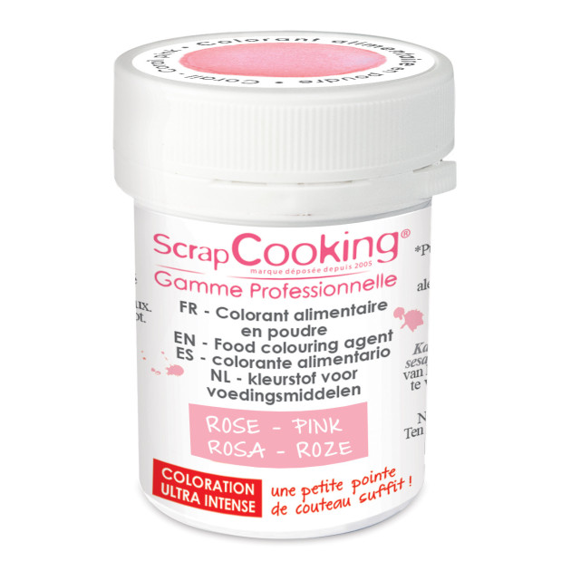 DLUO Courte Colorant Alimentaire en Poudre Rose Clair 5g Scrapcooking