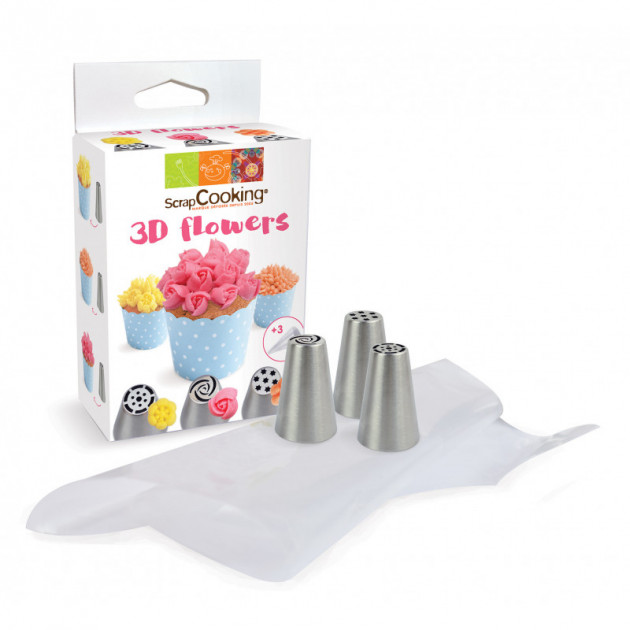 FIN DE SERIE Kit douilles inox Fleurs 3D ScrapCooking