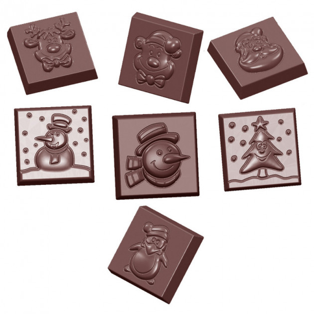 Moule Chocolat Carré Figurines de Noël (x21) Chocolate World