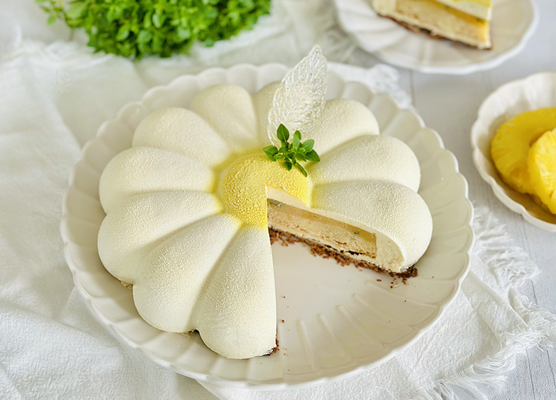 Recette Entremets ananas, basilic & vanille