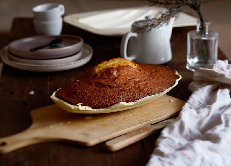 Madeleine géante avec coque chocolat blanc