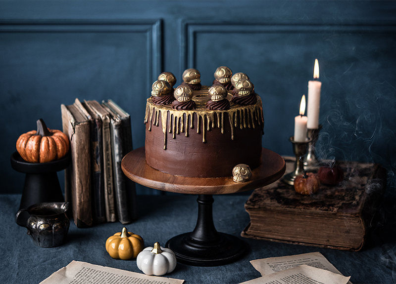 Layer cake d'Halloween chocolat framboise