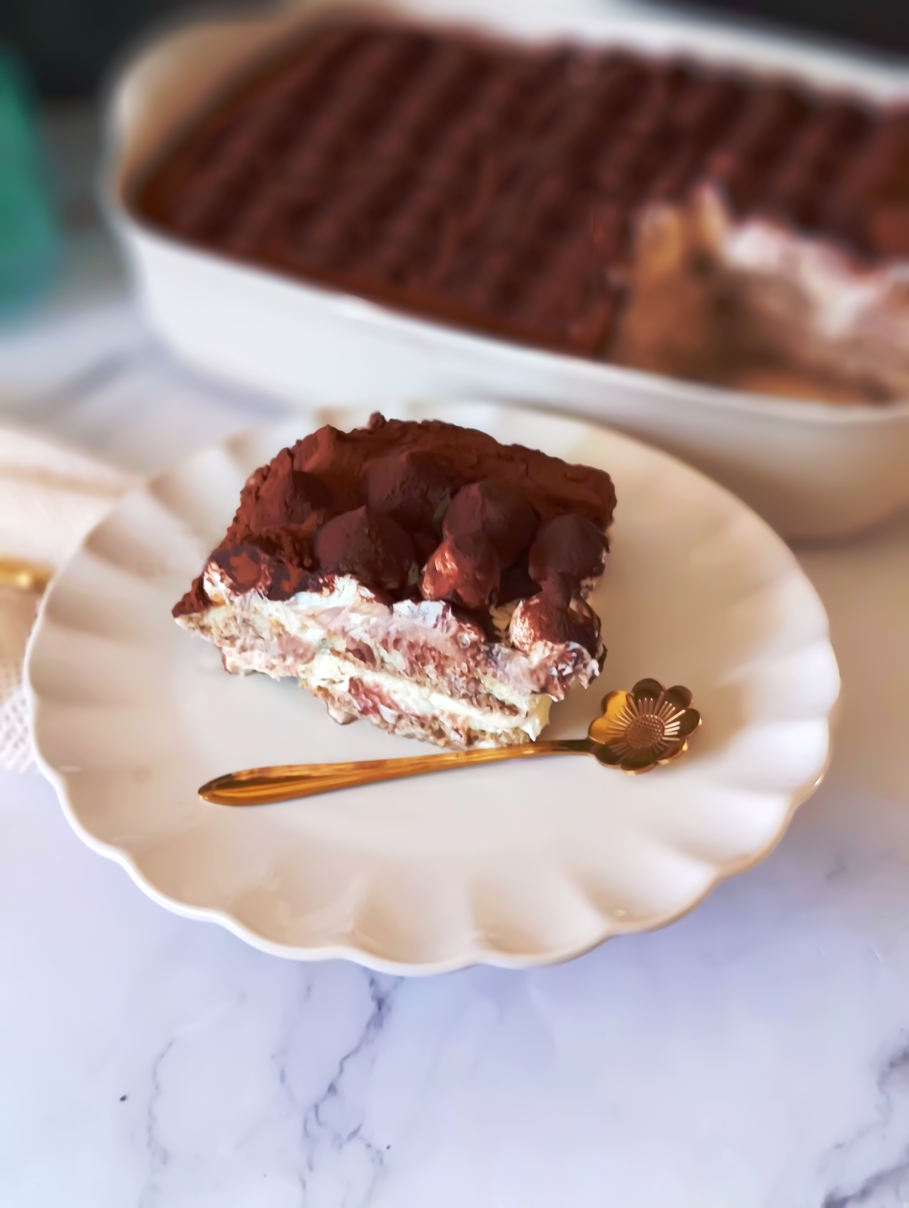 Recette tiramisu traditionnel - Détail de la découpe