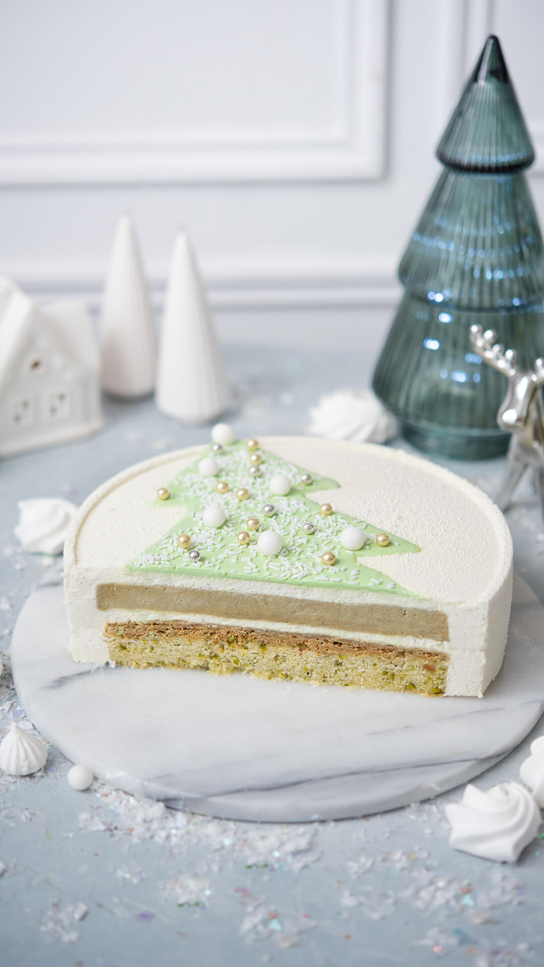 Entremets pistache vanille pour Noël